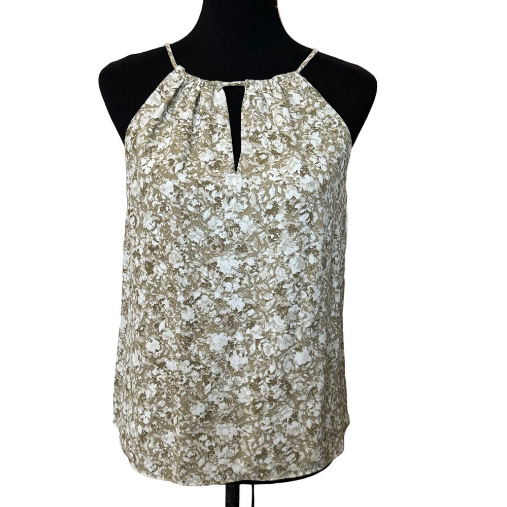 New ~ HALOGEN ~ Floral Keyhole Halter Neck Top Size XXS